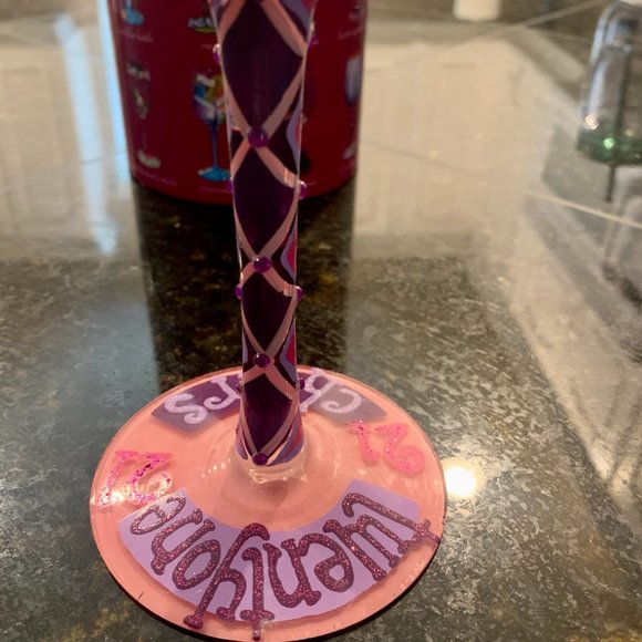 21ST BIRTHDAY HAND-PAINTED WINE GLASS, 15 OZ. - Picture 9 of 10